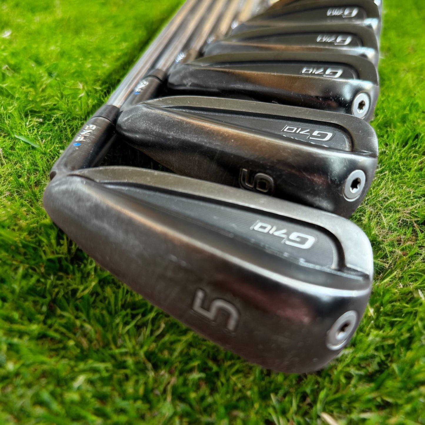 PING G710 BLACK IRONS / 5-PW / AWT REGULAR / BLUE DOT / 1” LONGER / PART EX WELCOME