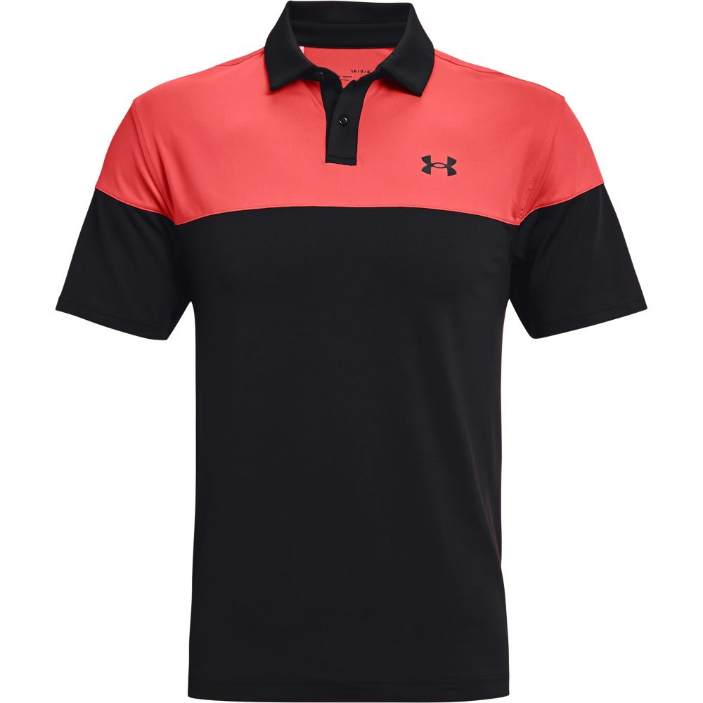 UNDER ARMOUR T2G BLOCKED POLO SHIRT - VENOM RED/BLACK