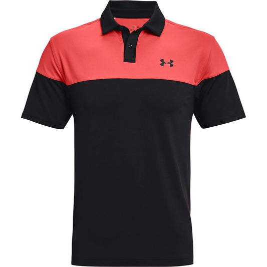 UNDER ARMOUR T2G BLOCKED POLO SHIRT - VENOM RED/BLACK