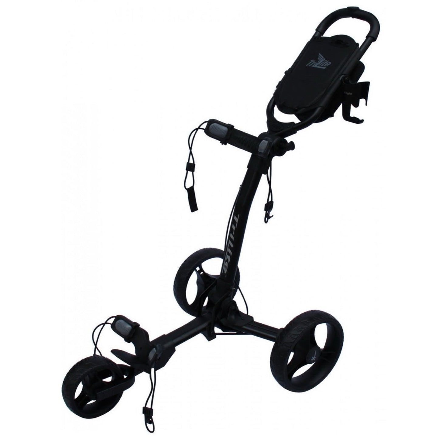 AXGLO TRI-LITE 3 WHEEL GOLF TROLLEY / BLACK  / FREE BROLLY HOLDER & DRINK HOLDER