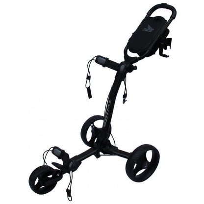 AXGLO TRI-LITE 3 WHEEL GOLF TROLLEY / BLACK  / FREE BROLLY HOLDER & DRINK HOLDER