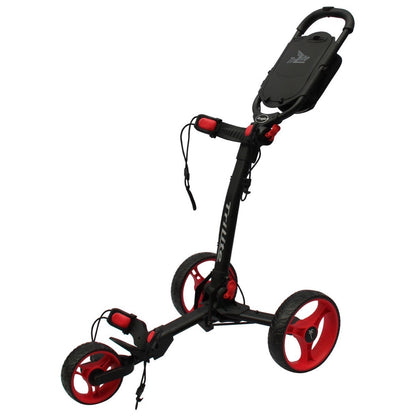 AXGLO TRI-LITE 3 WHEEL GOLF TROLLEY / BLACK & RED  / FREE BROLLY HOLDER & DRINK HOLDE