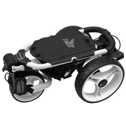 AXGLO TRI-LITE 3 WHEEL GOLF TROLLEY / WHITE & BLACK / FREE BROLLY HOLDER & DRINK HOLDE