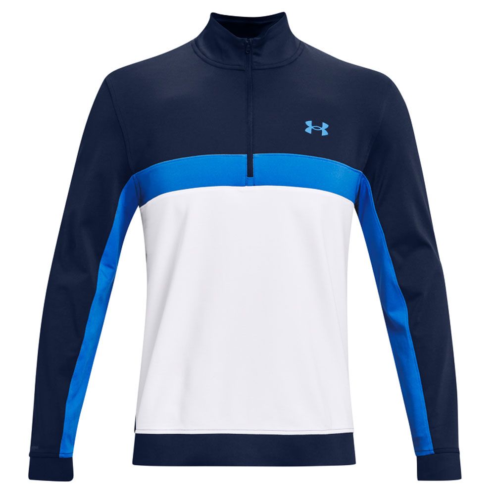 UNDER ARMOUR STORM MIDLAYER 1/2 ZIP GOLF PULLOVER /  ACADEMY-WHITE-VICTORY BLUE