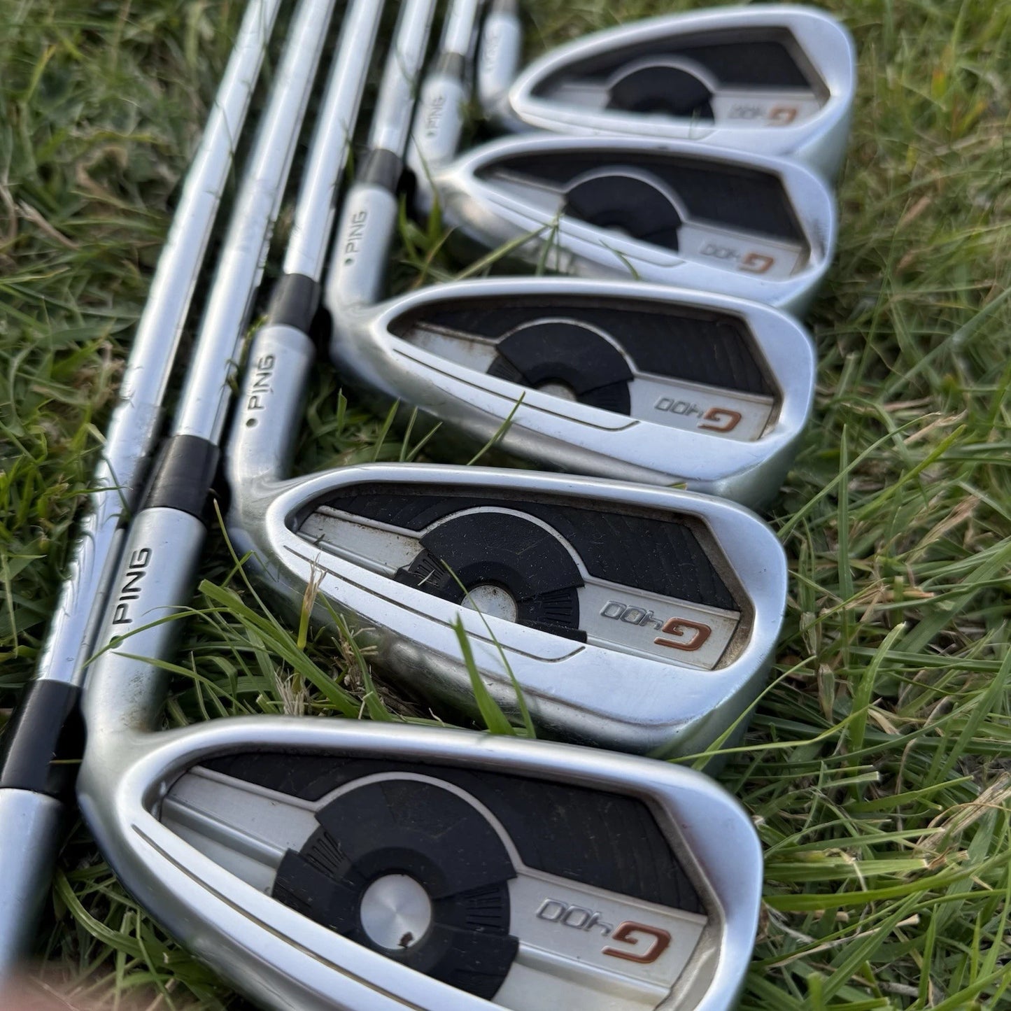 PING G400 IRONS / 5-PW / AWT 2.0 REGULAR SHAFTS / GREEN DOT