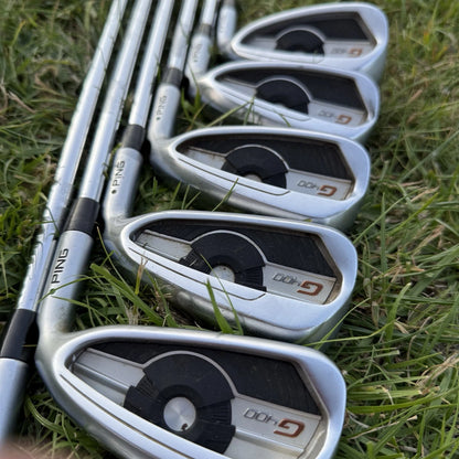 PING G400 IRONS / 5-PW / AWT 2.0 REGULAR SHAFTS / GREEN DOT