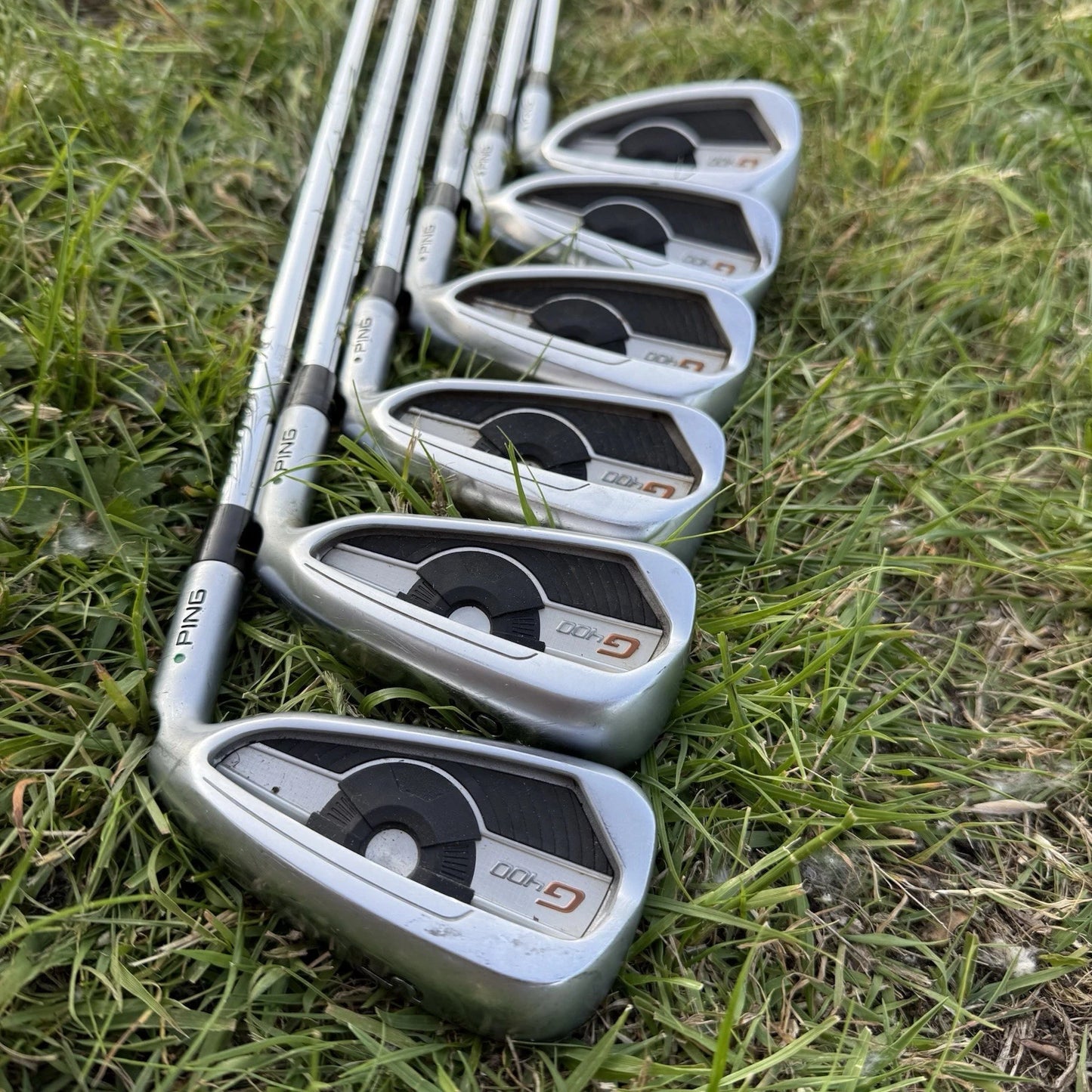 PING G400 IRONS / 5-PW / AWT 2.0 REGULAR SHAFTS / GREEN DOT