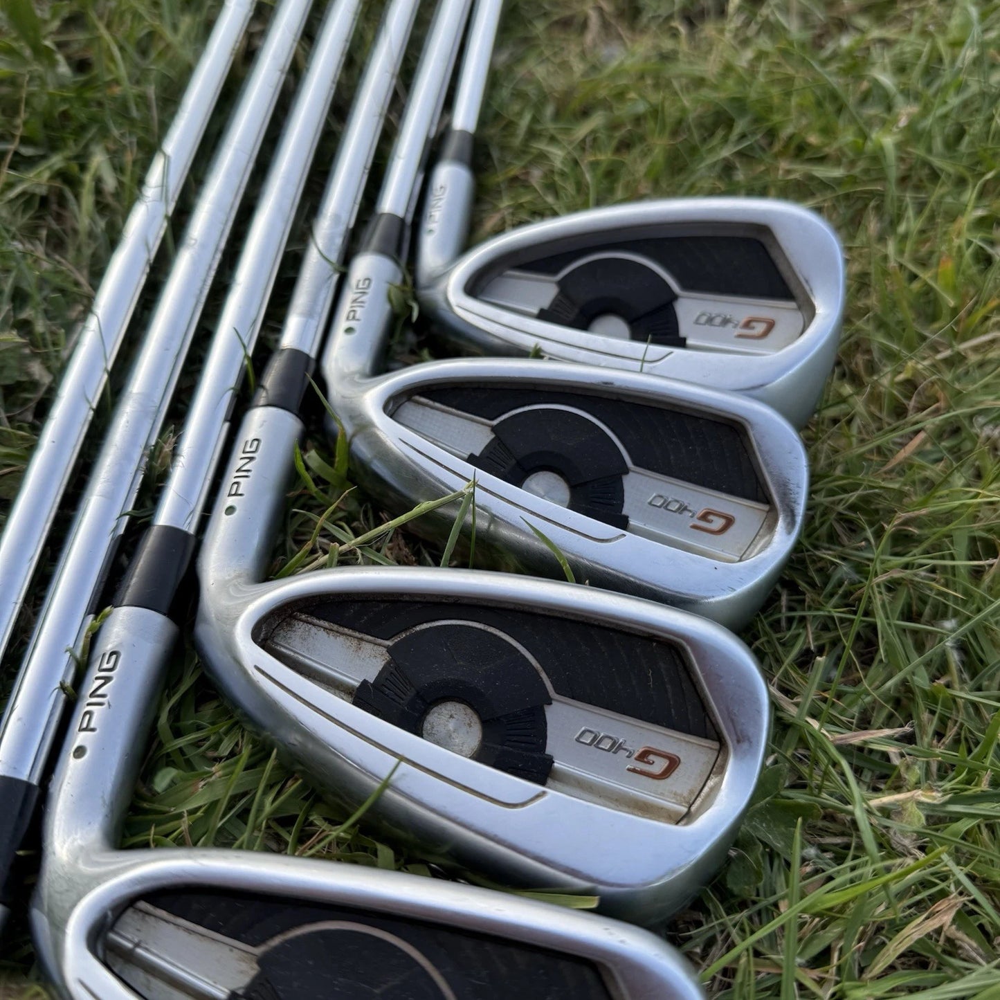PING G400 IRONS / 5-PW / AWT 2.0 REGULAR SHAFTS / GREEN DOT