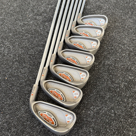PING G10 IRONS / 5-SW / AWT REGULAR SHAFTS / ORANGE DOT